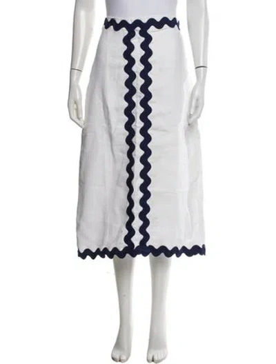 Pre-owned La Veste Linen Midi Length Skirt In White