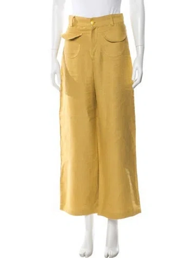 Pre-owned La Veste Linen Wide Leg Pants In Yellow