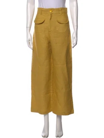 Pre-owned La Veste Linen Wide Leg Pants In Yellow