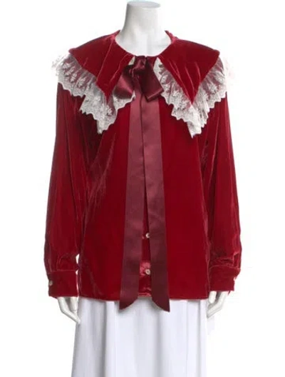 Pre-owned La Veste Long Sleeve Blouse In Red