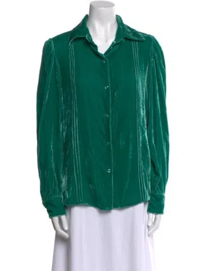 Pre-owned La Veste Long Sleeve Button-up Top In Green