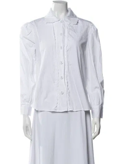 Pre-owned La Veste Long Sleeve Button-up Top In White