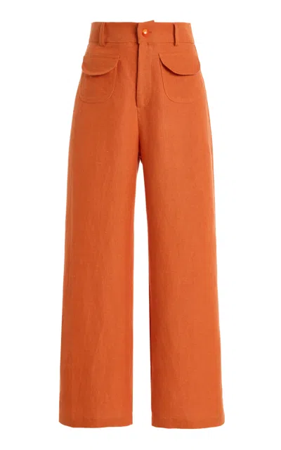 La Veste Loto Linen Pants In Orange