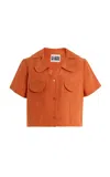 La Veste Loto Linen Shirt In Orange
