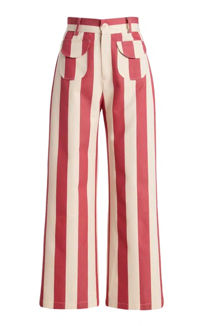 La Veste Parasol Cotton Straight-leg Pants In Red