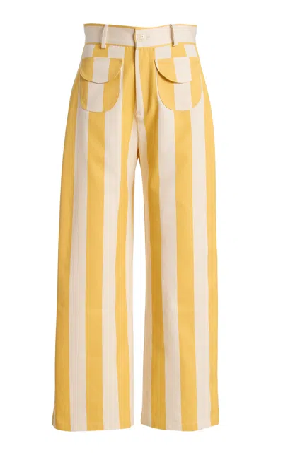 La Veste Parasol Cotton Straight-leg Pants In Yellow