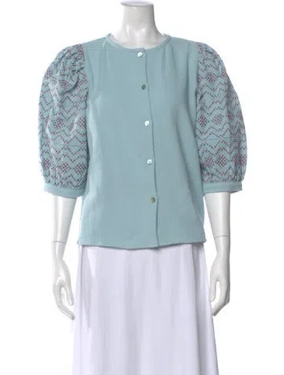 Pre-owned La Veste Patterned Crew Neck Top W/ Tags In Blue