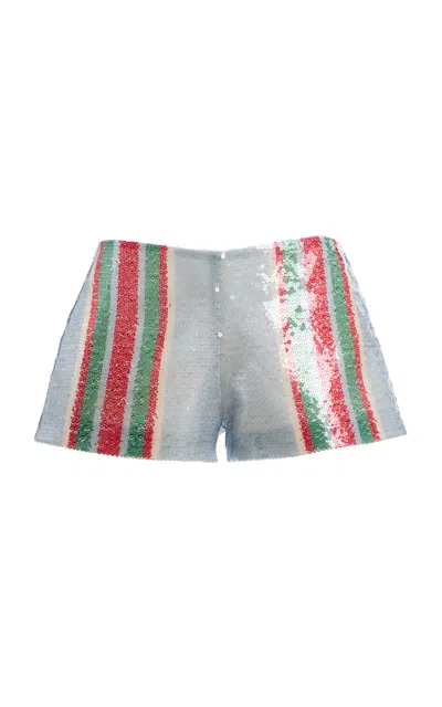La Veste Pippi Sequined Mini Shoirts In Blue