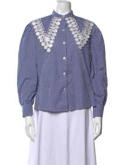 Pre-owned La Veste Plaid Print Long Sleeve Top In Blue