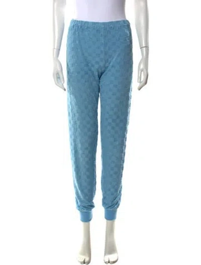 Pre-owned La Veste Plaid Print Straight Leg Pants In Blue