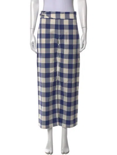 Pre-owned La Veste Plaid Print Straight Leg Pants In Blue