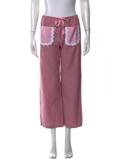 Pre-owned La Veste Plaid Print Wide Leg Pants In Red/white