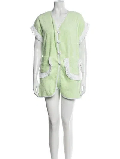 Pre-owned La Veste Scalloped Accent Lounge Set In Green