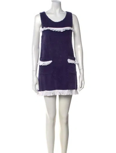 Pre-owned La Veste Scoop Neck Mini Dress In Blue