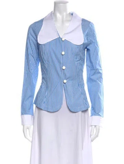 Pre-owned La Veste Striped Long Sleeve Blouse In Blue/white
