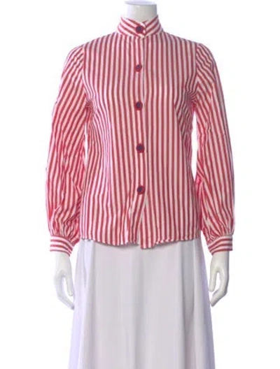 Pre-owned La Veste Striped Long Sleeve Blouse In Pink
