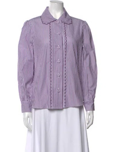 Pre-owned La Veste Striped Long Sleeve Blouse In Purple