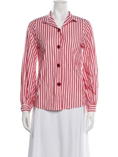 Pre-owned La Veste Striped Long Sleeve Button-up Top In Pink