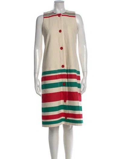 Pre-owned La Veste Striped Midi Length Dress In Neutral