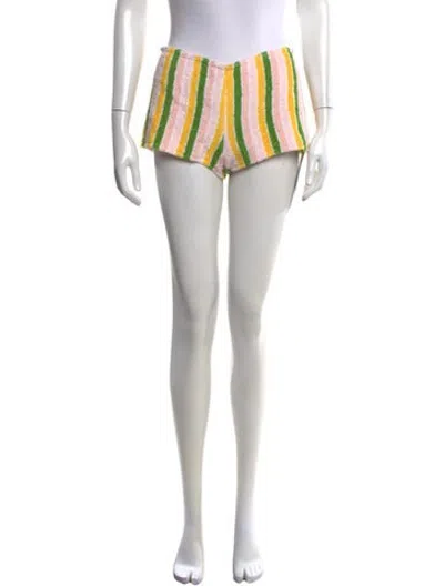 Pre-owned La Veste Striped Mini Shorts W/ Tags In Yellow