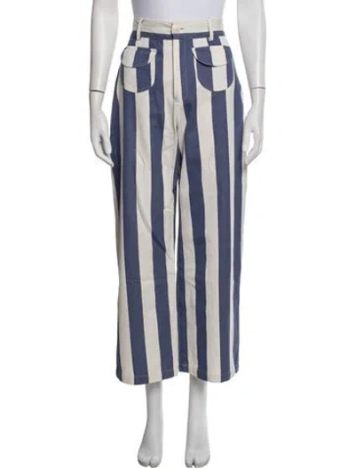 Pre-owned La Veste Striped Straight Leg Pants In Blue