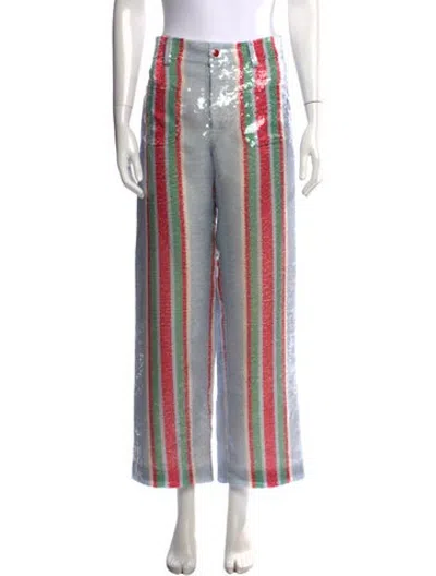 Pre-owned La Veste Striped Straight Leg Pants In Multicolor