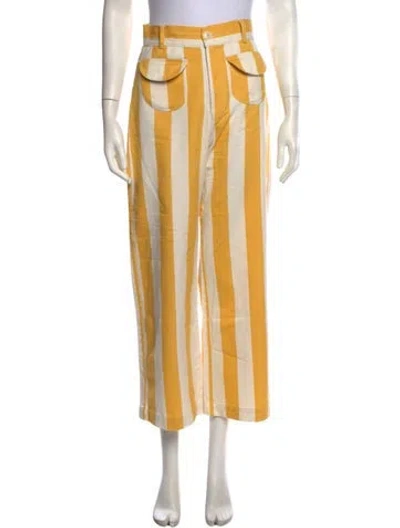 Pre-owned La Veste Striped Straight Leg Pants In Neutrals/yellow