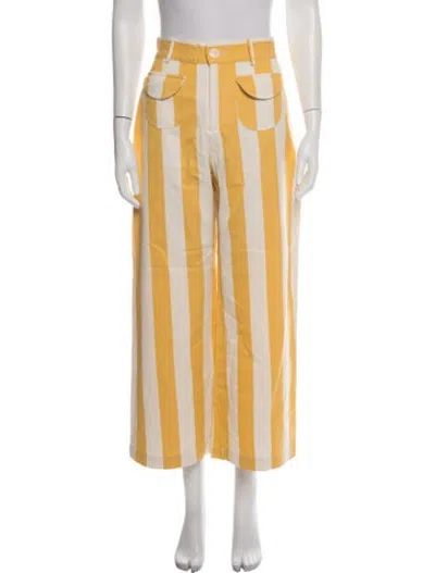 Pre-owned La Veste Striped Straight Leg Pants In Neutrals/yellow