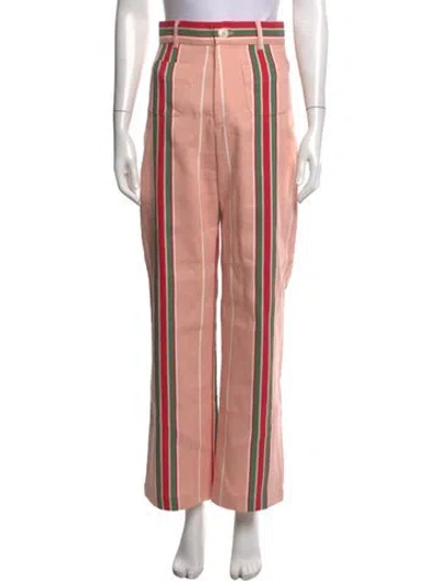 Pre-owned La Veste Striped Straight Leg Pants In Pink