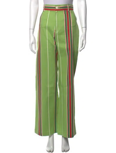 Pre-owned La Veste Striped Straight Leg Pants W/ Tags In Green