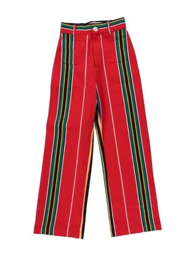 Pre-owned La Veste Striped Straight Leg Pants W/ Tags In Orange