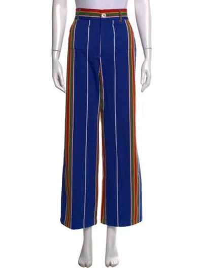 Pre-owned La Veste Striped Wide Leg Pants In Blue