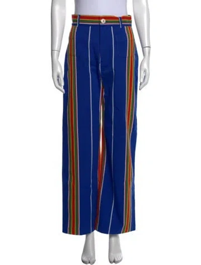 Pre-owned La Veste Striped Wide Leg Pants In Blue