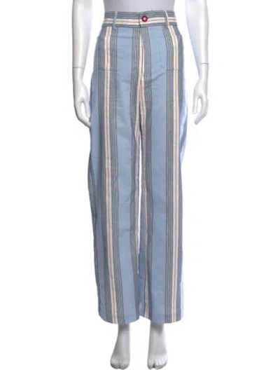 Pre-owned La Veste Striped Wide Leg Pants In Blue