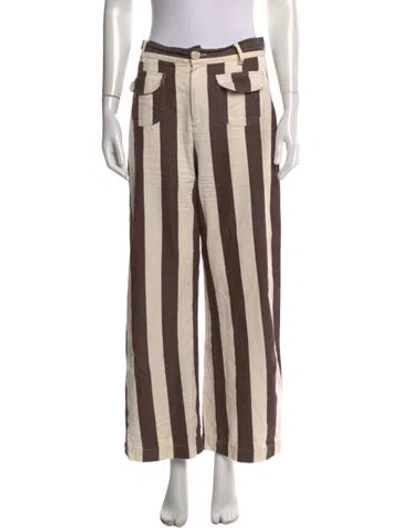 Pre-owned La Veste Striped Wide Leg Pants In Brown