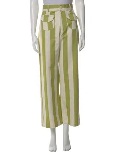 Pre-owned La Veste Striped Wide Leg Pants In Green