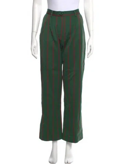 Pre-owned La Veste Striped Wide Leg Pants In Green