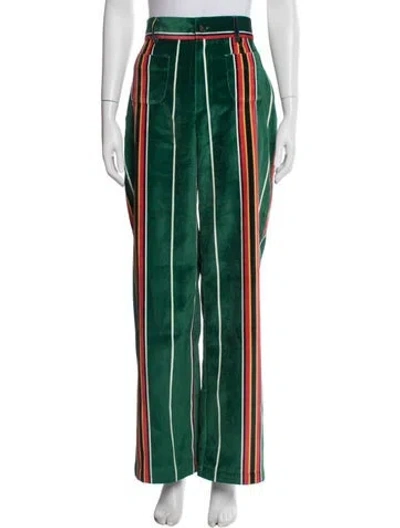 Pre-owned La Veste Striped Wide Leg Pants In Green