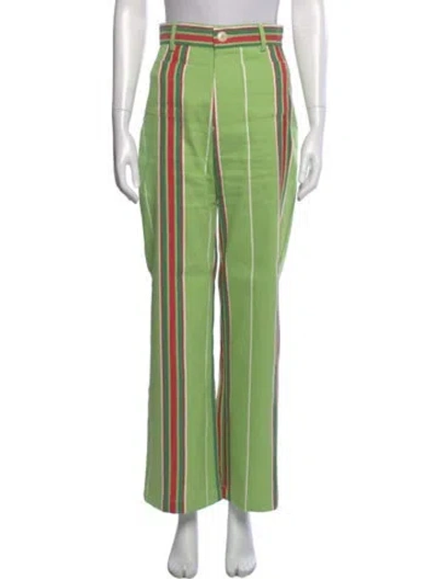 Pre-owned La Veste Striped Wide Leg Pants In Green
