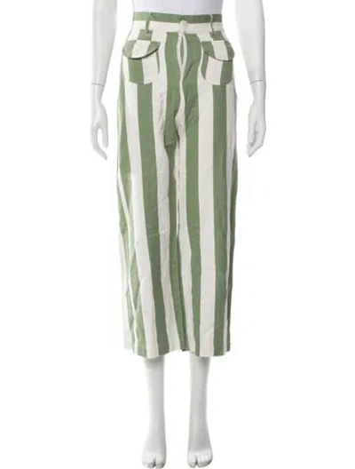 Pre-owned La Veste Striped Wide Leg Pants In Green