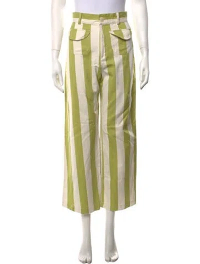 Pre-owned La Veste Striped Wide Leg Pants In Green