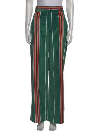 Pre-owned La Veste Striped Wide Leg Pants In Green