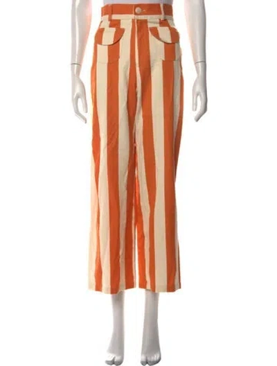 Pre-owned La Veste Striped Wide Leg Pants In Neutrals/orange