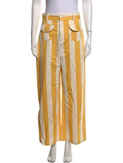 Pre-owned La Veste Striped Wide Leg Pants In Neutrals/yellow