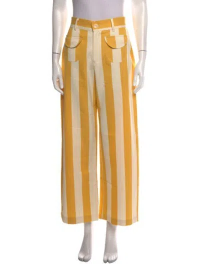 Pre-owned La Veste Striped Wide Leg Pants In Neutrals/yellow