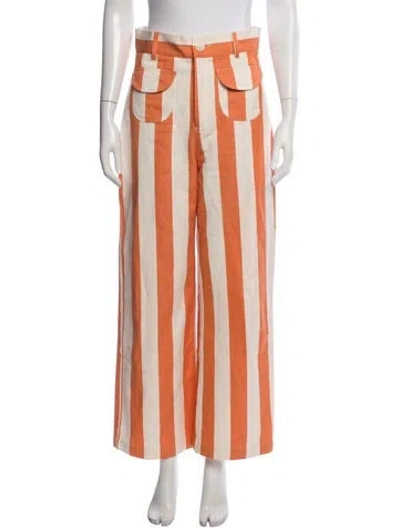 Pre-owned La Veste Striped Wide Leg Pants In Orange