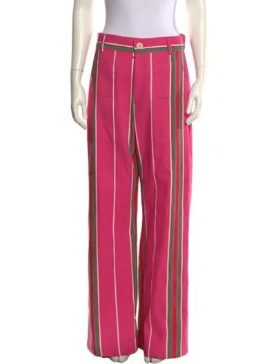 Pre-owned La Veste Striped Wide Leg Pants In Pink