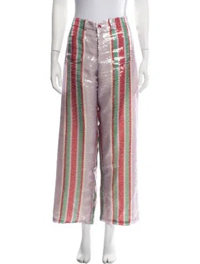 Pre-owned La Veste Striped Wide Leg Pants In Pink