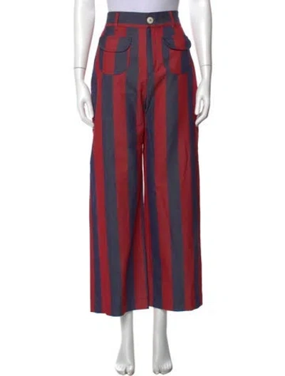Pre-owned La Veste Striped Wide Leg Pants In Red