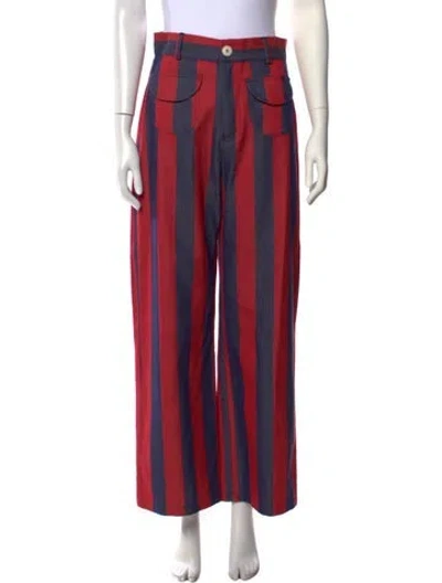 Pre-owned La Veste Striped Wide Leg Pants In Red